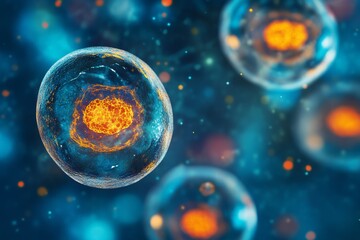 microscopic view of colorful biological cells under magnification, Generative AI