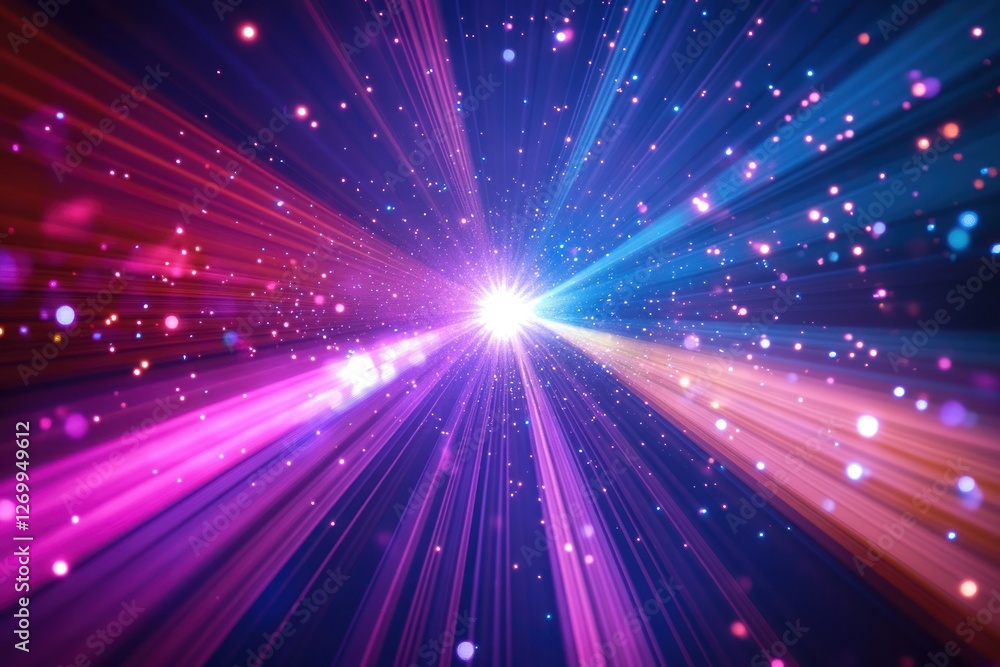 Aufkleber abstract colorful light rays and sparkles background with a bright center