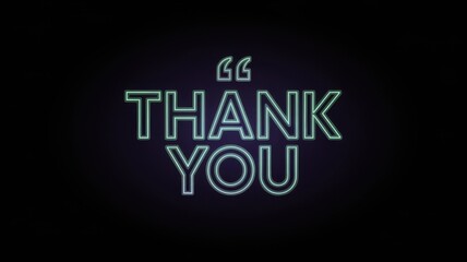 Neon thank you sign glows against a dark background