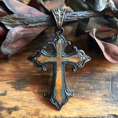 Ornate Antique Bronze Cross Pendant Jewelry: A Vintage Decorative Symbol of Faith and Spirituality with Unique Gothic Design, Timeless Elegance, Heritage Craftsmanship, and Artistic Detail