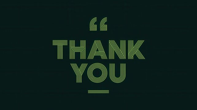 Green thank you message with striped text design elements