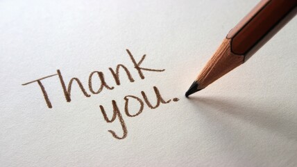 Close up of thank you message written with pencil