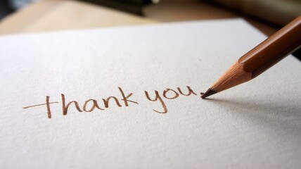 A handwritten thank you note created using a pencil