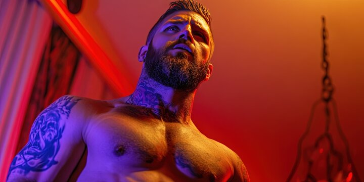 toxic masculinity with an alpha male dudebro shirtless