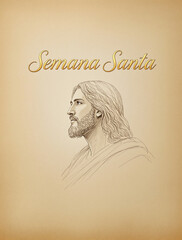 Ilustração de Jesus em traços delicados com texto 