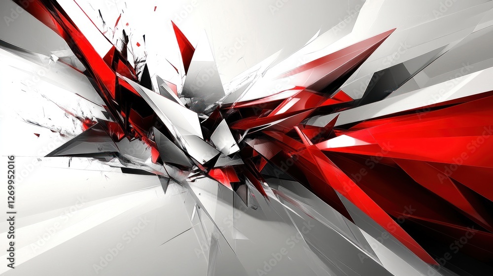 Poster dynamic abstract background with red and white geometric shapes design