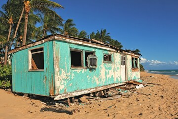 Obraz premium The seafront of Fort Myers, Florida, in the USA, saw widespread destruction of homes and neighborhoods following Hurricane Ian