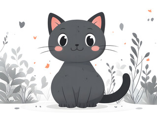 Obraz premium Cute Kitten With Fluffy Orange Fur and Big Eyes Sitting Against a White Background, Exuding Adorable Charm and Playfulness