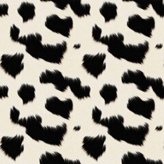 Cow fur, cow skin, wool spots. - photorealistic image. Seamless pattern. Animalistic trendy print. Cover, wallpaper, packaging for the brand