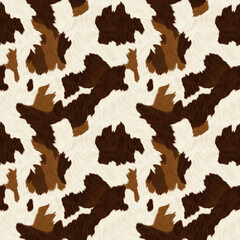 Cow fur, cow skin, wool spots. - photorealistic image. Seamless pattern. Animalistic trendy print. Cover, wallpaper, packaging for the brand