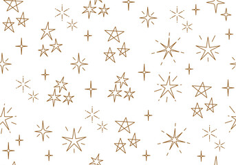 Seamless pattern with golden stars. Christmas, birthday design in golden color on a light background. Trendy modern vector illustration. Cute hand drawn flat design