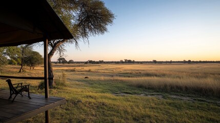 Obraz premium Safari Lodge Sunrise View from Deck