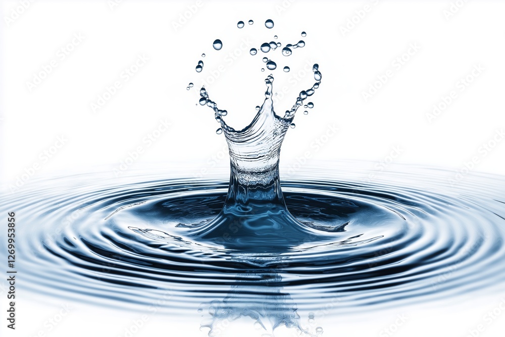 Poster high-speed water splash captured in crystal clarity, symbolizing purity, freshness, hydration, and t