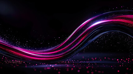 Obraz premium Red neon wave technology background with glowing wave lines and smooth flow across dark background. 