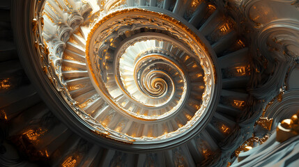 Obraz premium Infinite spiral staircase: a digital art masterpiece. Infinity Staircases. Illustration