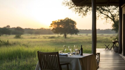 Fototapeta premium Safari Dinner Under Sunrise