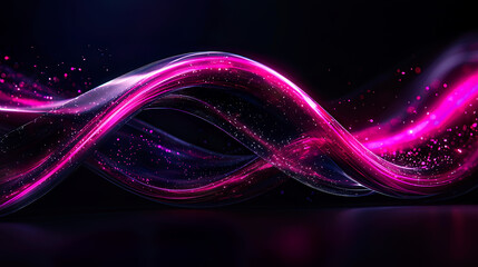 Red neon wave technology background with glowing wave lines and smooth flow across dark background.
