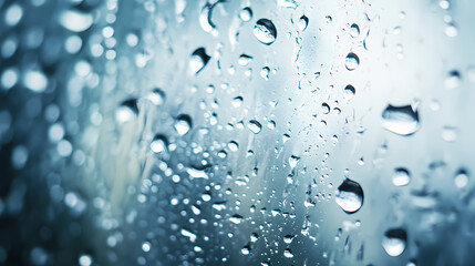 Close-up of water droplets on a glass surface, showcasing natural beauty and texture in a tranquil setting. Glass Veil Sorcerers. Illustration