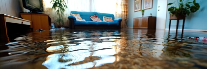living room flooded underwater 