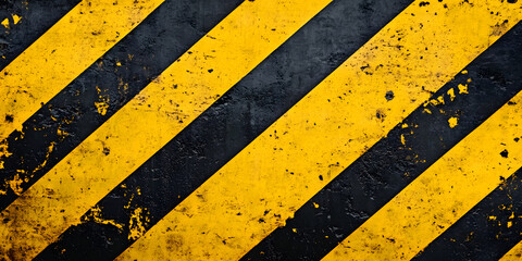 Fototapeta premium Grunge yellow and black diagonal stripes. Industrial warning background, warn caution, construction, safety