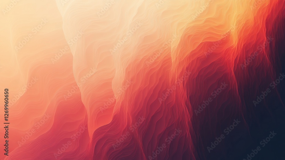 Poster abstract gradient waves: a captivating blend of warm hues and fluid lines