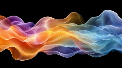 Vibrant Color Waveforms, Digital Art of Abstract Energy Flowing, High-Resolution Vector Illustration