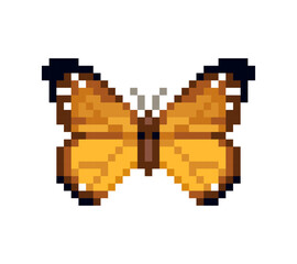 Fototapeta premium Butterfly in perfect Pixel Art isolated from white background - editable pixelated vector illustration 