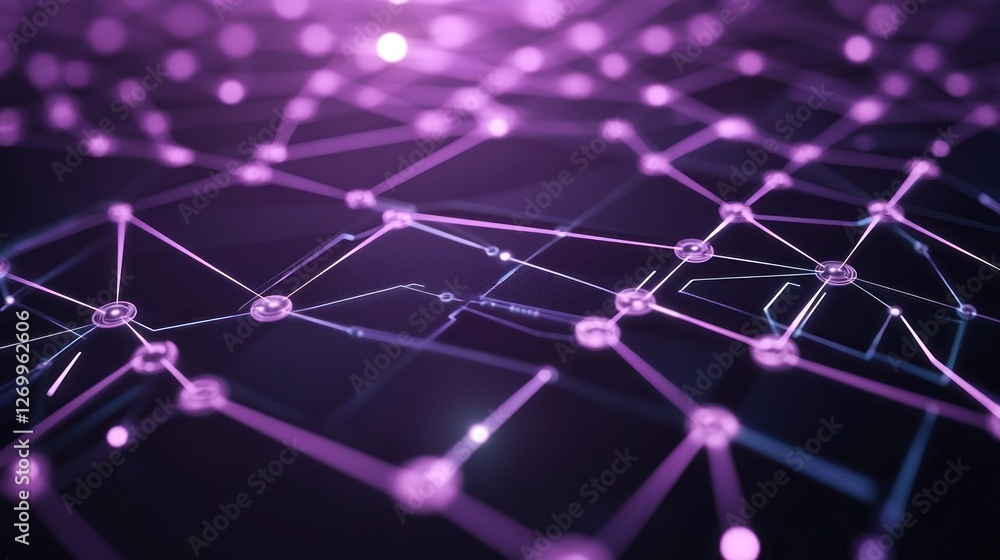 Aufkleber abstract purple network connection background for technology and science