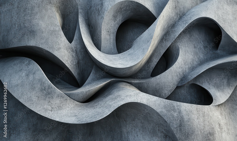 Poster a background of abstract gray waves in 3d, enhanced with a concrete texture.