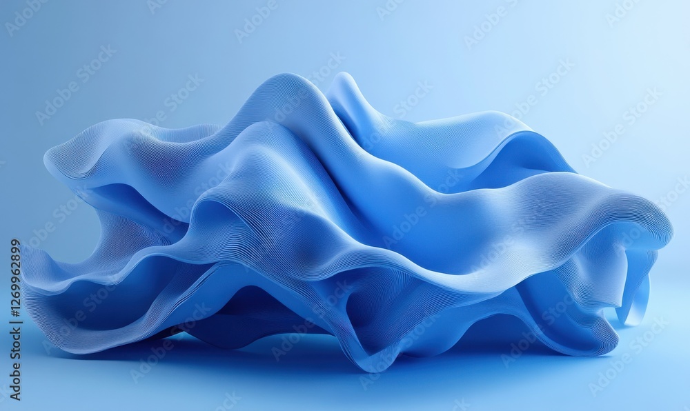 Poster a blue-backgrounded 3d render of an abstract structure.