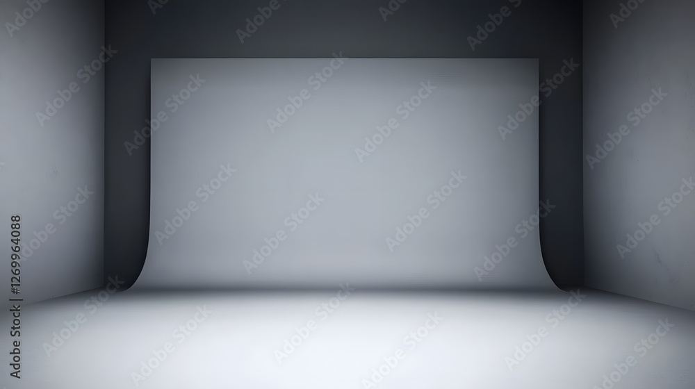 Poster empty gray studio background. design for displaying product.