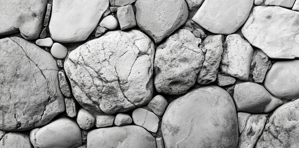 Poster seamless gray cobblestone road or wall background texture is a tileable grungy natural rock and ston