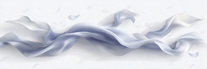 Obraz premium Elegant Flow Light Blue Ribbons Gracefully Dancing Across White Space, Fluid And Ethereal Design
