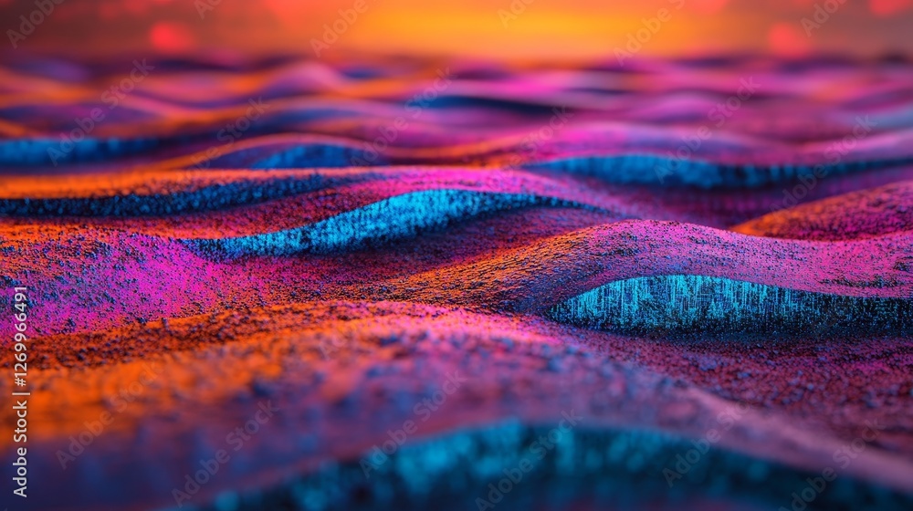 Poster a 3d illustration of wavy lines in the information code field represents the data of crypto waves, h