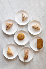Plates with pastries 