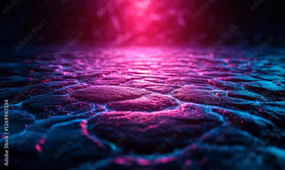 Poster an abstract digital environment consisting of interconnected lines and nodes that emit a radiant glo