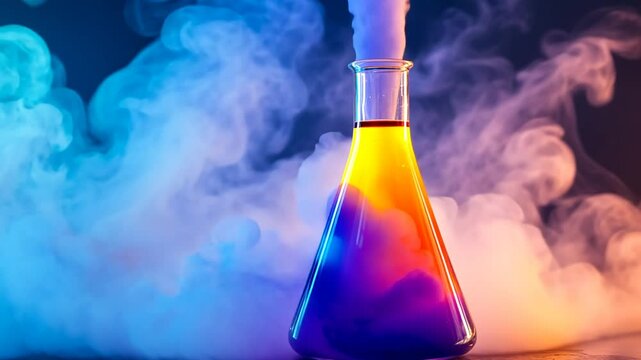 Experimental science, Colorful chemical reaction in laboratory glassware