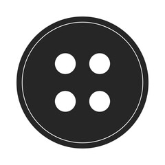 Simple clothes button with four holes in silhouette vector