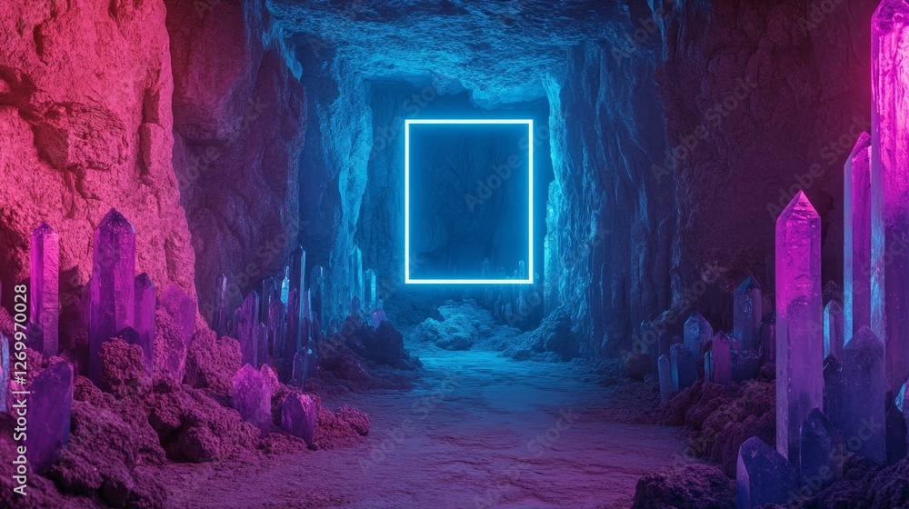 Aufkleber a shining empty neon rectangle frame on a dark background serves as a symbol for black friday and cy