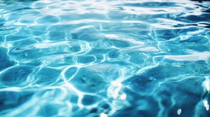 Captivating clear blue water with gentle ripples and shimmering highlights, creating a serene and refreshing atmosphere.