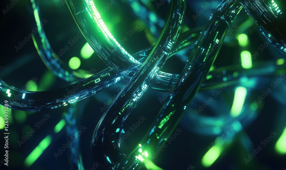 Aufkleber abstract digital representation of interconnected glowing data nodes, futuristic theme with bright b