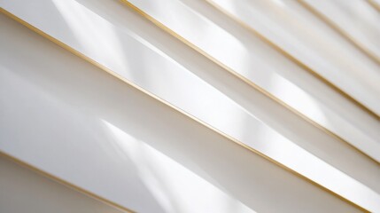 Obraz premium Elegant white and gold striped pattern with soft shadows highlighting the edges, creating a modern and serene atmosphere.