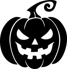 simple graphic drawing of Halloween pumpkin, black silhouette, logo, design