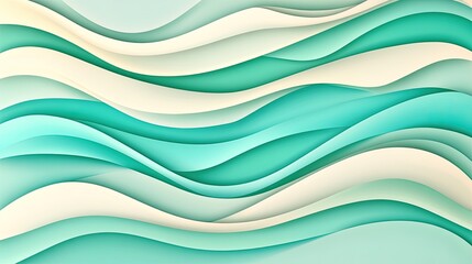Fototapeta premium Abstract Teal and Cream Wave Pattern Design