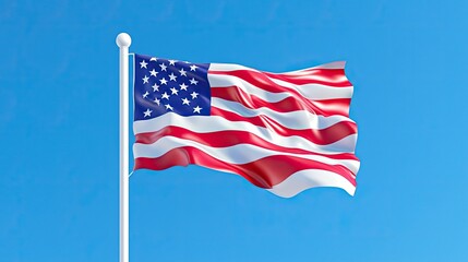 Obraz premium American flag waving proudly against a beautiful clear blue sky