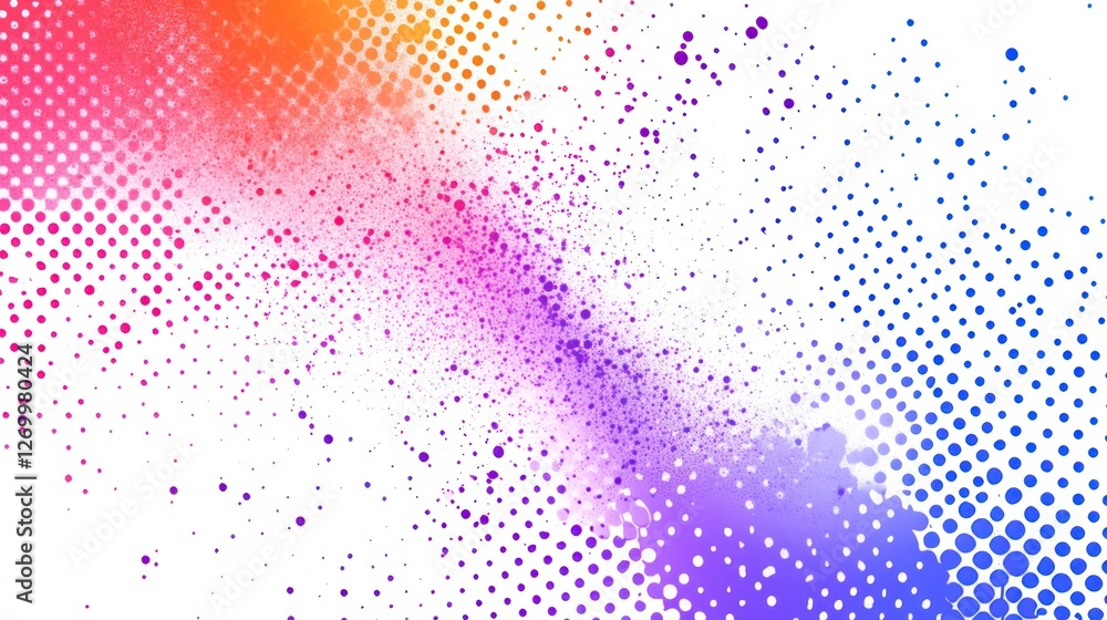 Poster colorful abstract background with halftone dots and splatter effect