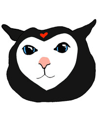 Ilustracion de gato enamorado con rostro de corazon, sin fondo e imagen completa