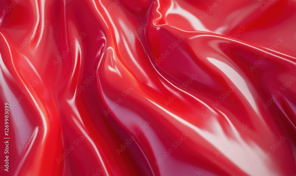 Poster glossy red silk fabric cascading in smooth folds, creating a rich and luxurious texture under soft l