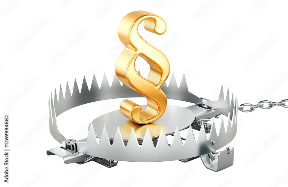 Poster trap with section, paragraph symbol. 3d rendering isolated on transparent background