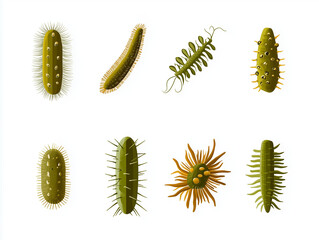 Fototapeta premium Icônes de bactéries sur fond blanc, flat design